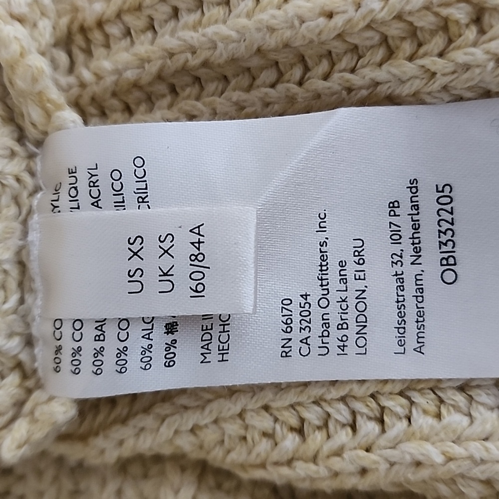 Free People Marlie Pullover Oversized Cropped Women's Beige Knit Sweater XS - Picture 9 of 11